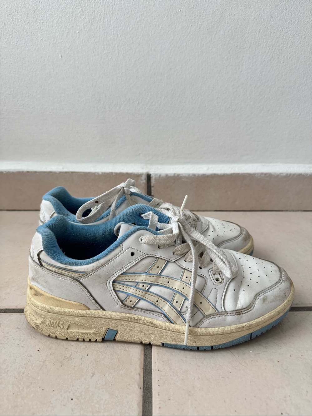 White and Light Blue Athletic Sneakers - Brand